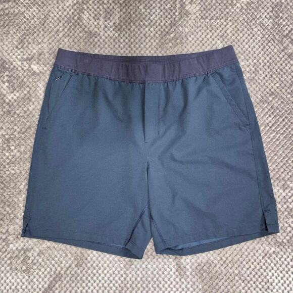 Public Rec Flex Shorts 38 Navy Blue Drawstring Athletic Zip Pocket Active Sporty - Picture 2 of 9